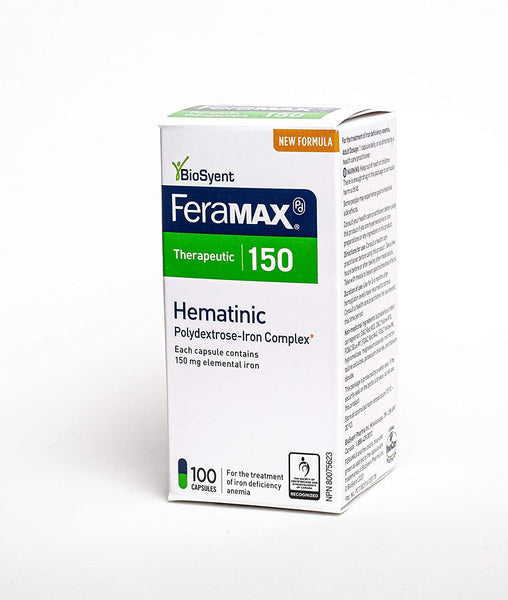 FeraMAX Pd Therapeutic 150 Iron Supplement | No.1 Recommended Treatment for Iron Deficiency Anemia | High Potency Iron Supplement with Convenient Dosing | Certified for Vegans Use | 150 mg per Capsule | 100 Capsules, Retails $80+