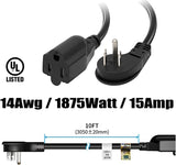 New FIRMERST 10ft 1875W Low Prolife Flat Extension Cord 14/3 15A Black (2 Pack)