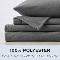 Super Soft Extra Plush Fleece Sheet Set. Cozy, Warm, Durable, Smooth, Breathable Winter Sheets. Christina Collection (King, Charcoal)
