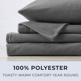 Super Soft Extra Plush Fleece Sheet Set. Cozy, Warm, Durable, Smooth, Breathable Winter Sheets. Christina Collection (King, Charcoal)
