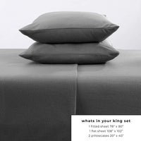 Super Soft Extra Plush Fleece Sheet Set. Cozy, Warm, Durable, Smooth, Breathable Winter Sheets. Christina Collection (King, Charcoal)