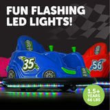 New in box! Flybar 6V Bumper Car, Battery Powered Ride On, Fun LED Lights, Includes Charger, Blue! Age: 18 months - 4 years, Safe for Interior Walls!