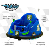 New in box! Flybar 6V Bumper Car, Battery Powered Ride On, Fun LED Lights, Includes Charger, Blue! Age: 18 months - 4 years, Safe for Interior Walls!