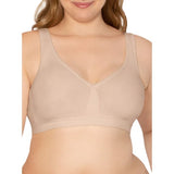 New Fruit of the Loom Women's Plus Size Beyond Soft Wireless Cotton Bra in Sand, Sz 42D!