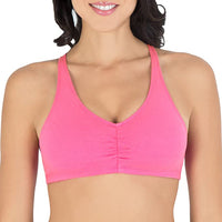 Brand new Fruit of the Loom Women's Shirred Front Built-Up Sports Bra, Sz M, Heather Pink