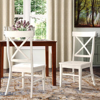 Great Quality Fortville X-back Solid Wood Cross Back Side Chair (Set of 2), Antique White! Retails $470 W/Tax!