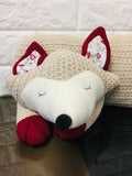 New Fox Doorstop Weight, knit construction 40% Bamboo with faux fur detailing on tail!