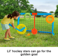 New Fisher-Price Let’s Goal Sports Net, Outdoor Soccer and Hockey Toy Sports Equipment Set for Preschool Kids Ages 3 Years and Older