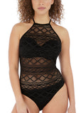 New with tags! Freya Womens Sundance Underwire High Neck One-Piece Swimsuit, Black! Sz 36DDD/38DD, M! Retails $130+