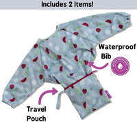 New Tidy Tot Cover & Catch Waterproof Bib attaches to highchair NO More Gaps ! Long Sleeve Coverall Baby weaning bib for BLW Baby led weaning, FRUITS! Retails $26+