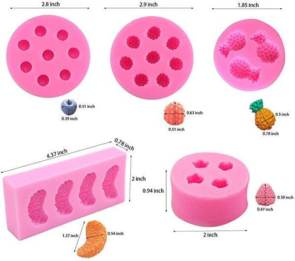 5Pcs Fruit Shaped Jelly Molds, 3D Mini Pineapple Strawberry Orange  Blueberry Mulberry Candle Silicone Fruit Mold for Cupcake Decorating, Soap