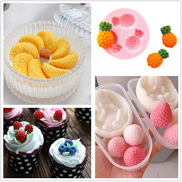 5Pcs Fruit Shaped Jelly Molds, 3D Mini Pineapple Strawberry Orange  Blueberry Mulberry Candle Silicone Fruit Mold for Cupcake Decorating, Soap
