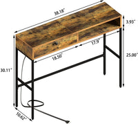 NIB! Narrow Industrial Metal & Wood Hall/Sofa/Desk Table with 2 built in outlets & power supply cord! Retails $215 w/tax! BLOW-OUT PRICE!!