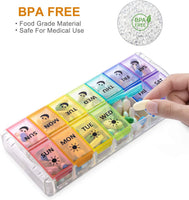 New Weekly Pill Organizer 2 Times a Day Extra Large 7 Day Easy Fill 2020 Upgrade Version Fullicon AM PM Pill Box XL Large Daily Pill Cases Medicine Box - Rainbow! Retails $40+