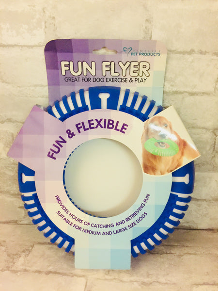 Fun Flyer; great for dog exercise & play! Provides hours of catching & retrieving fun, suitable for medium & large sized dogs!