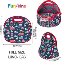 Funkins Insulated Lunch Bag for Kids | Spacious, Durable, Machine Washable | Premium Quality | Interior Pocket & Name Tag | Easy to Pack, Folds Flat for Storage | Large Size, Transportation! Retails $25+