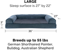 Furhaven Pet Dog Bed - Orthopedic Faux Fleece and Chenille Soft Woven Sofa Style, Orion Blue, Large-27X36! Retails $94+