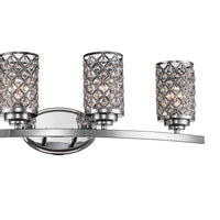 Stunning Infusion Vanity Light Bar with cylindrical shaped metal shades that feature octagon shaped crystal drops intricately placed at each opening. Retails $311+