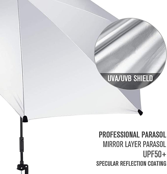 G4Free UPF 50+ Height Adjustable Umbrella with Universal Clamp, Outdoor  Chair Umbrella, Beach Umbrella, Patio Umbrellas (Black) : : Patio,  Lawn & Garden