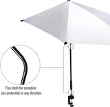 New G4Free UPF 50+ Adjustable Multi-Purpose Umbrella XL with Universal Clamp for Chair, Golf Cart, Stroller, Bleacher, Patios etc! Silver/Black! Retails $115+