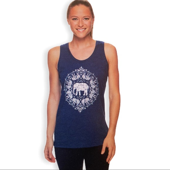 New with tags! Women's Gaiam Graphic-Print Yoga Tank in Blue, Sz L!