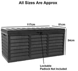 NEW BLACK 320L INDOOR/OUTDOOR PLASTIC GARDEN STORAGE BOX BY GR8 GARDEN!