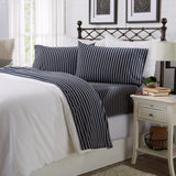 New in package! Great Bay Home Extra Soft Heather Jersey Knit Bed Sheet Set Striped Grey & Blue! Size Full/Double