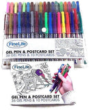Finelife Gel Pens & Postcard Set! Includes 36 Gel Pens & 10 Postcards!