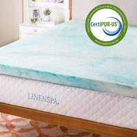 Brand new 3 in. Queen Gel Swirl Memory Foam Topper by Linenspa! Gel infusion relieves pressure points Ventilated design increases airflow & regulates temperature, extends the life of your mattress! Retails $160 W/Tax!