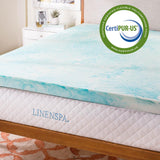 Brand new 3 in. Queen Gel Swirl Memory Foam Topper by Linenspa! Gel infusion relieves pressure points Ventilated design increases airflow & regulates temperature, extends the life of your mattress! Retails $160 W/Tax!