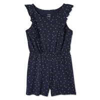 New George Girls' Printed Knit Romper With Ruffle in Navy! Sz M 7-8