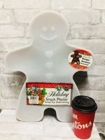 Brand new Large 18X14 Gingerbread Plastic Holiday snack platter Tray, includes lid & Gooseberry Patch recipe booklet!