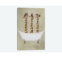26" H x 18" W x 1.5" D 'Giraffes in Bathtub' Graphic Art on Wrapped Canvas! Retails $166 W/Tax on Sale!