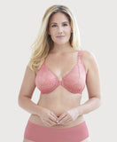 New Glamorise Womens Full Figure Wonderwire Front Close Stretch Lace Bra with Narrow Set Straps in Apricot, Sz 38D! Retails $72+