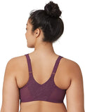 New Glamorise Womens Full Figure Wonderwire Front Close Stretch Lace Bra with Narrow Set Straps in Black Plum, Sz 34G! Retails $72+