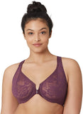 New Glamorise Womens Full Figure Wonderwire Front Close Stretch Lace Bra with Narrow Set Straps in Black Plum, Sz 38D! Retails $72+