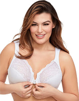 New Glamorise Womens Full Figure Plus Size Wonderwire Front Close Bra, White, Sz 38F! Also Fits 40DD, 42D, 44C, 46B! Retails $60+