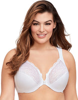 New Glamorise Womens Full Figure Plus Size Wonderwire Front Close Bra, White, Sz 38F! Also Fits 40DD, 42D, 44C, 46B! Retails $60+