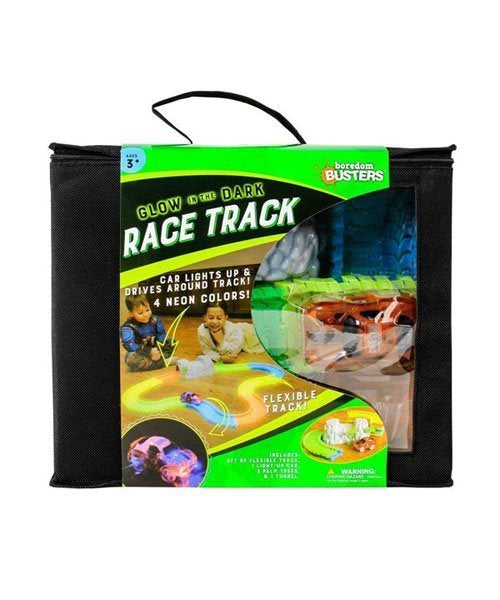 Brand new in Carry Bag! Glow in the Dark Car Track – Boredom Busters! Includes 8 Ft track, light up car & accessories!