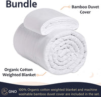 New GnO Premium Adult Weighted Blanket & Removable Bamboo Cover - (20 Lbs - 60''x80'' Queen Size)- 100% Oeko Tex Certified Cooling Cotton & Glass Beads- Organic Heavy Blanket- Designed in USA- White! Washable! Retails $159+