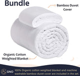 New GnO Premium Adult Weighted Blanket & Removable Bamboo Cover - (20 Lbs - 80''x87'' King Size) - 100% Oeko Tex Certified Cooling Cotton & Glass Beads- Organic Heavy Blanket- Designed in USA - White! Washable! Retails $239+