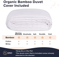 New GnO Premium Adult Weighted Blanket & Removable Bamboo Cover - (20 Lbs - 60''x80'' Queen Size)- 100% Oeko Tex Certified Cooling Cotton & Glass Beads- Organic Heavy Blanket- Designed in USA- White! Washable! Retails $159+