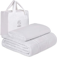 New GnO Premium Adult Weighted Blanket & Removable Bamboo Cover - (20 Lbs - 60''x80'' Queen Size)- 100% Oeko Tex Certified Cooling Cotton & Glass Beads- Organic Heavy Blanket- Designed in USA- White! Washable! Retails $159+