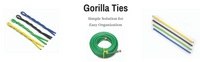 IdeaWorks Gorilla Ties - Reusable Ties for Hanging Items - Rust-Free Material - for Indoor & Outdoor Use (4, 37") Holds up to 200 Lbs