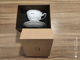 New GoShuang Bone China Coffee Cup and Saucer Set Elegant White Europe Style Porcelain Tea Coffee Cup with Matching Saucer for Breakfast Home Kitchen Use