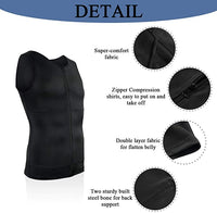 New Gotoly Compression Shirts for Men Undershirts Slimming Shapewear Waist Trainer Body Shaper Vest Zipper Tank Top, Sz 3XL, Fits True!