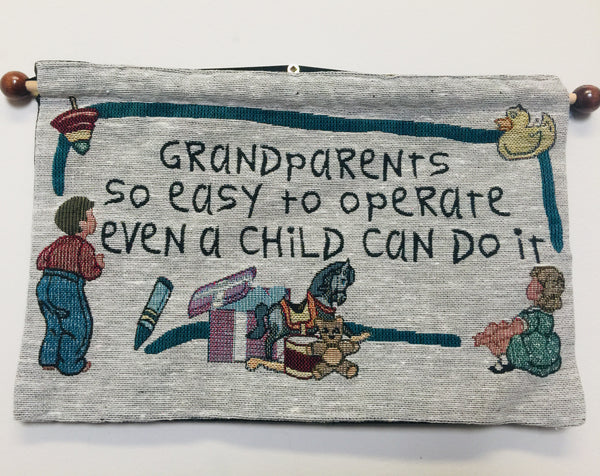 Brand new Grandparents Tapestry Wall Hanging with wooden dowel! 8 Inch X 13 Inch!