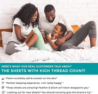 New Feather & Stitch 500 Thread Count 100% Cotton Stripe Sheets + 2 Pillowcases, Soft Sateen Weave, Deep Pocket, Hotel Collection, Luxury Bedding Set (Granite Green, King), Retails $100+