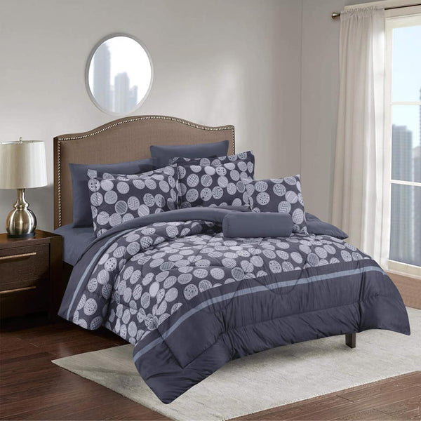 KING Huron Luxury Comforter Set - Bed in A Bag – 8 Piece Bed Sets – Ultra Soft Microfiber-Grey! This is Light Grey, lighter than shown in pic