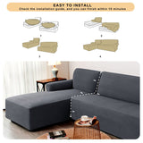 New Wayfair 2-Piece Soft Stretch L-Shaped Box Cushion Sectional Sofa Slipcover (Left Chaise) by Winston Porter, Grey! Retails $150+